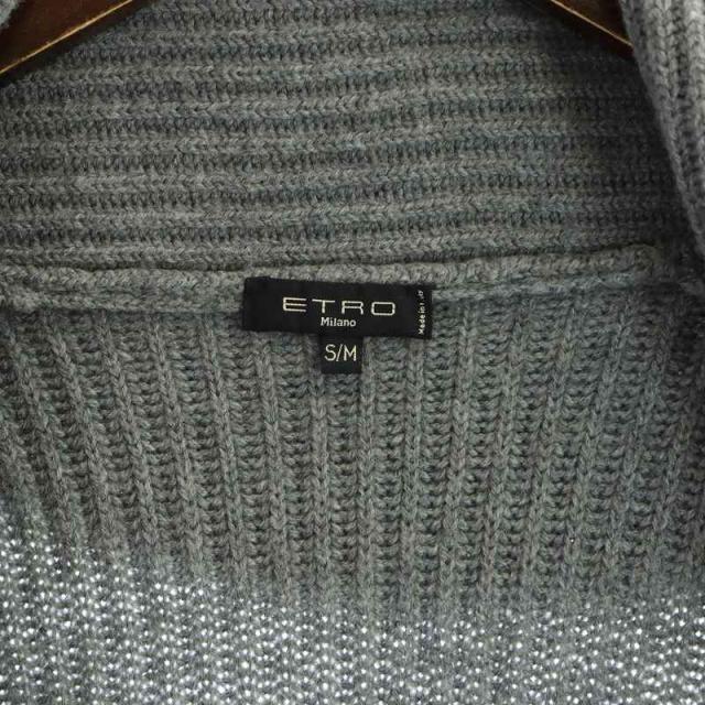 エトロ ETRO ニットカーディガン 長袖 総柄 ショールカラー ロング ロゴ S/M グレー ■GY19 /MQ レディース 中古】エトロ ETRO ニットカーディガン 長袖 総柄 ショール
