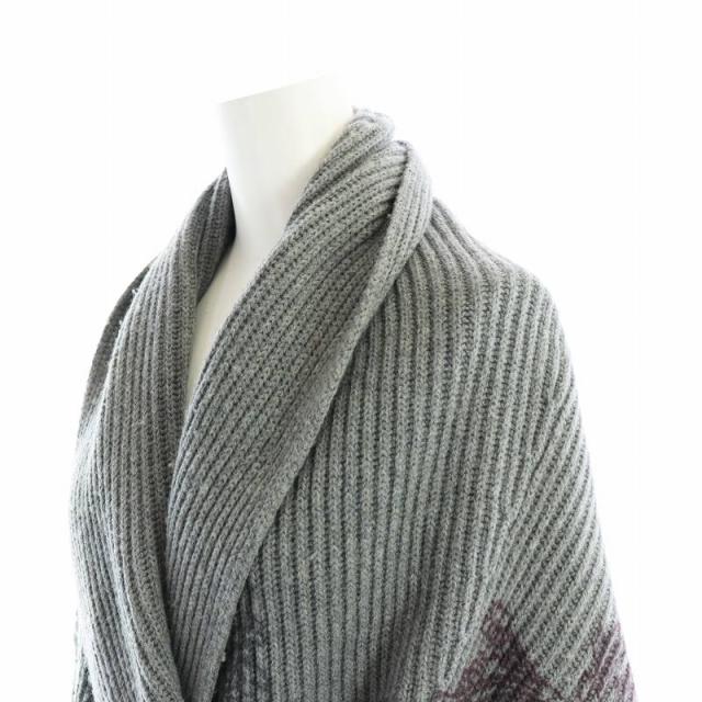 エトロ ETRO ニットカーディガン 長袖 総柄 ショールカラー ロング ロゴ S/M グレー ■GY19 /MQ レディース 中古】エトロ ETRO ニットカーディガン 長袖 総柄 ショール