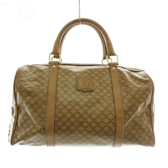 CELINE ボストンバッグ マカダム柄 PVC レザー 鞄 セリーヌ ブラウン