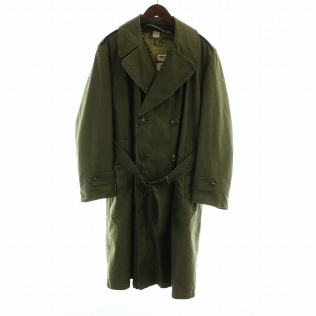 【中古】ユーエス アーミー US ARMY トレンチコート 総裏地 ロゴ ジレ ライナー付き ロング 長袖 M カーキ