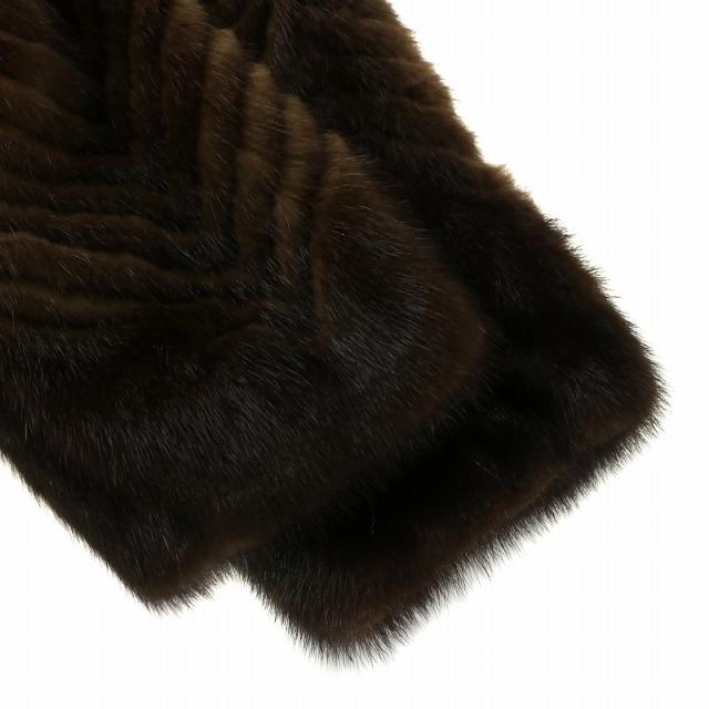 ノーブランド ファーコート アウター 毛皮 ミンク ミドル ヘリンボーン