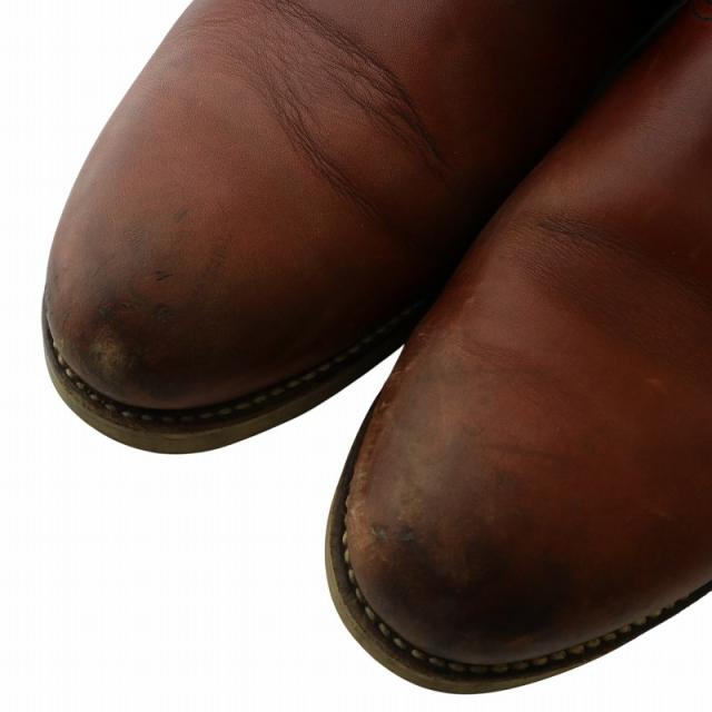 【中古】レッドウィング REDWING 90s 四角犬タグ ペコスブーツ ショート レザー ラウンドトゥ ロゴ 9.5 27.5cm 茶