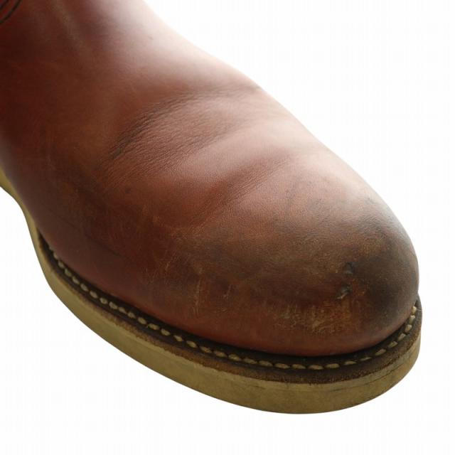 【中古】レッドウィング REDWING 90s 四角犬タグ ペコスブーツ ショート レザー ラウンドトゥ ロゴ 9.5 27.5cm 茶