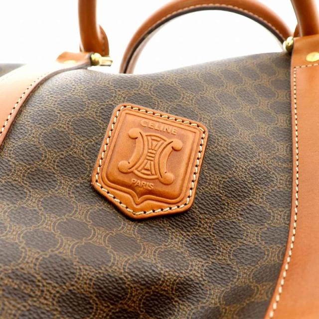 本物 CELINE セリーヌ マカダム柄 ヴィンテージ トートバッグ ショルダーバッグ PVC レザー コーティングキャンバス ブラウン ゴールド金具 本物 Celine ヴィンテ マガダム柄 ボストン バッグ マカダム柄スクエア