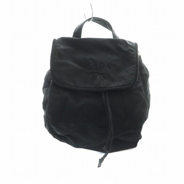 【中古】プラダ PRADA ヴィンテージ ミニリュックサック バックパック ロゴ ナイロン 黒 ブラック ■GY37
