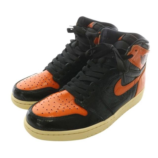 【中古】NIKE Air Jordan 1 High Shattered Backboard 3.0 スニーカー US9.5 27.5cm 黒 オレンジ 555088-028