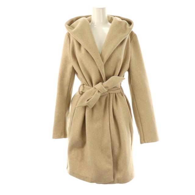中古】ザラ ZARA ロングコート フード ボタンレス USAS ベージュ /DO