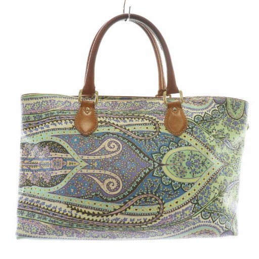 【中古】エトロ ETRO ハンドバッグ ショルダー PVC レザー ペイズリー柄 総柄 マルチカラー /MQ ■GY18 レディース