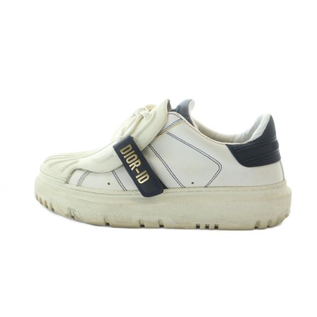 【中古】ディオール Dior ID ローカットスニーカー 厚底 シューズ 靴 ロゴ レザー 37 24cm 白 ホワイト ■GY04
