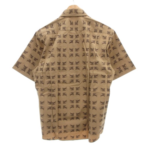 【中古】バーバリーブラックレーベル BURBERRY BLACK LABEL 半袖シャツ カジュアル 2 茶 ブラウン ホースロゴ柄_1