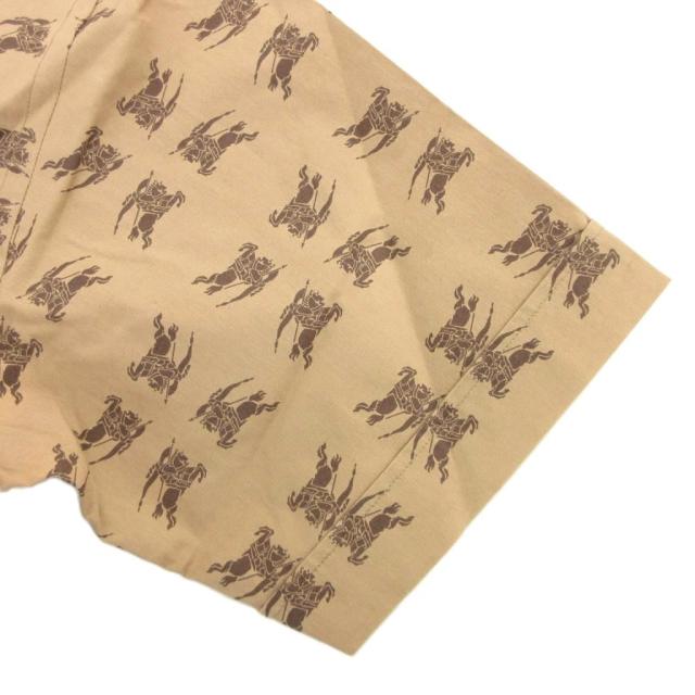 【中古】バーバリーブラックレーベル BURBERRY BLACK LABEL 半袖シャツ カジュアル 2 茶 ブラウン ホースロゴ柄_3