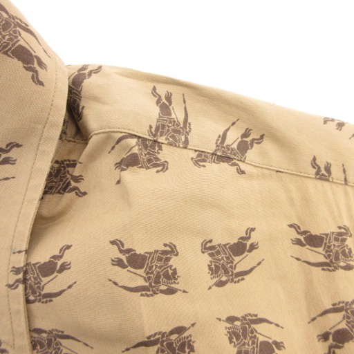 【中古】バーバリーブラックレーベル BURBERRY BLACK LABEL 半袖シャツ カジュアル 2 茶 ブラウン ホースロゴ柄_5