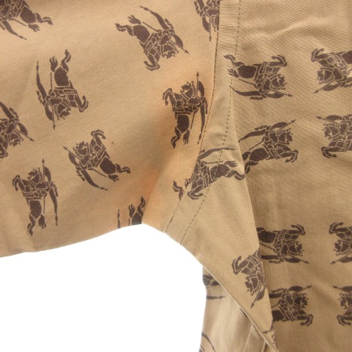 【中古】バーバリーブラックレーベル BURBERRY BLACK LABEL 半袖シャツ カジュアル 2 茶 ブラウン ホースロゴ柄_6