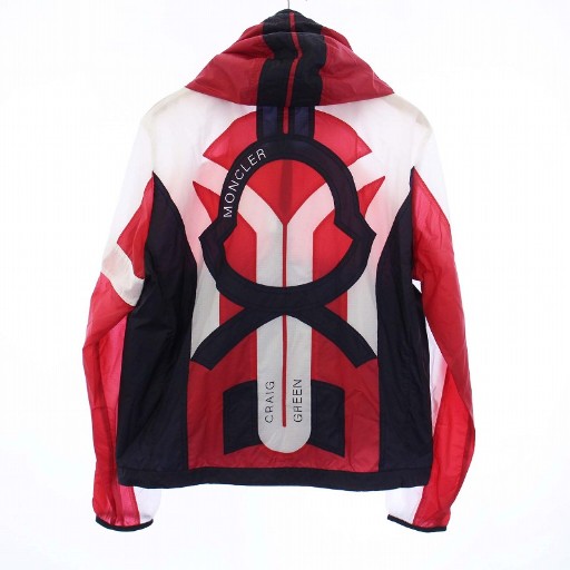 【中古】未使用品 モンクレール ジーニアス クロノフィス ナイロン パーカー ジャケット マウンテン ロゴ 配色 2 M