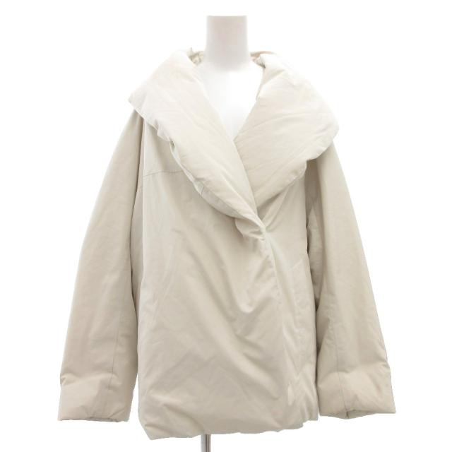 【中古】エブール ebure 24AW シルクポリダウン コート 36 ショールカラー ミドル ハーフ ドルマン 裾ドローコード