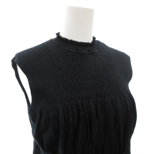 【中古】マメクロゴウチ 21SS カーテンモチーフニットベスト Curtain Motif Knitted Vest ノースリーブ 2 ギャザー_3