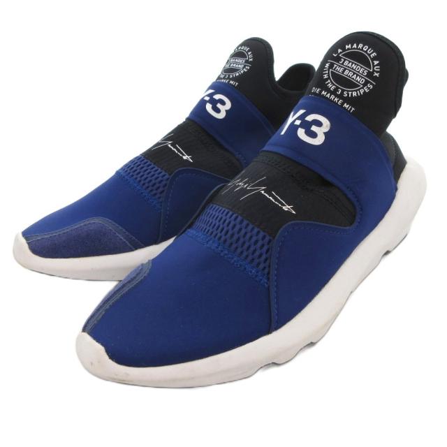 【中古】ワイスリー Y-3 SUBEROU スニーカー 24.5cm シューズ ロゴ ハイカット 黒 ブラック 青 ブルー AC7199 /AE