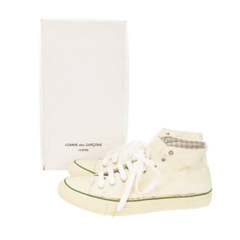 【中古】COMME des GARCONS HOMME 靴 シューズ ハイカットスニーカー レースアップ キャンバス ライン 27.0cm 白