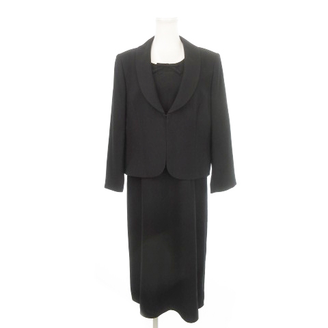 【中古】リリーバーン LILYBURN 東京ソワール ブラック フォーマル セットアップ 2点 ジャケット ワンピース 17 黒