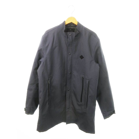【中古】KADOYA K'S PRODUCT URBAN LINER バイクウェア コート ミドル丈 スタンドカラー ジップアップ ロゴ 3L 紺