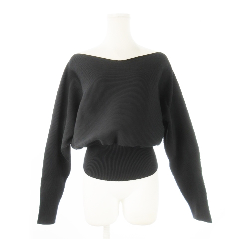 【中古】未使用品 イロット IIROT ECO CROPPED KNIT ニット セーター Vネック 畔浅 長袖 クロップド 2 M 黒