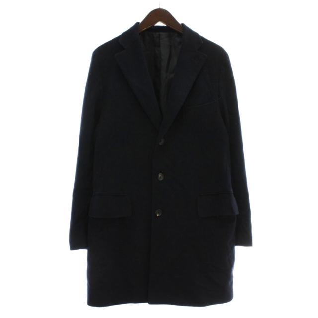 【中古】バーニーズニューヨーク BARNEYS NEW YORK チェスターコート アウター ウール カシミヤ混 ミドル M 紺