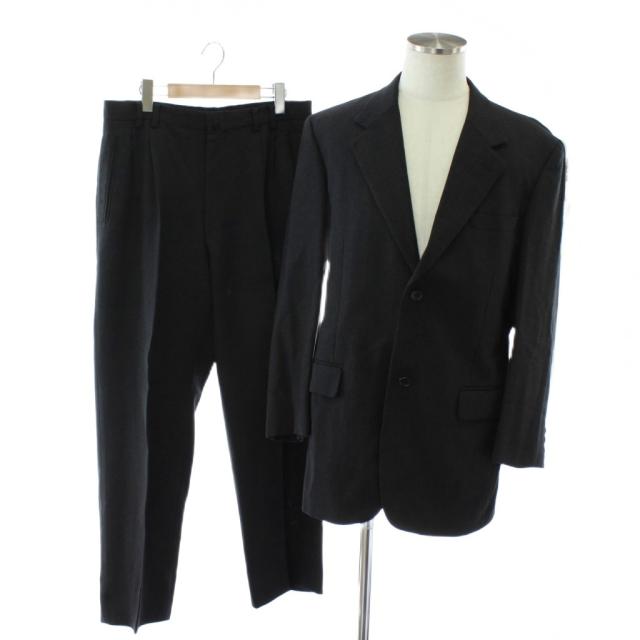 【中古】DURBAN スーツ セットアップ テーラードジャケット シングル 2B 総裏地 肩パッド スラックス ウール 94A6 黒