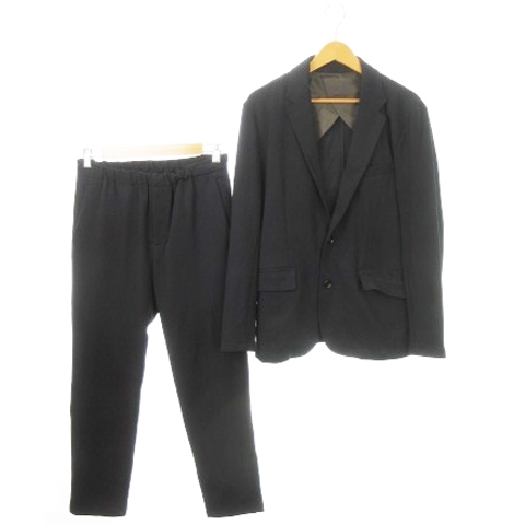 【中古】nano universe カットジョーゼットスーツ 上下 テーラードジャケット イージーテーパードパンツ M 黒