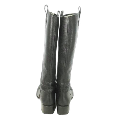 【中古】グッチ GUCCI ロングブーツ ミドルヒール アーモンドトゥ グレインレザー 革 36.5 23.5cm 黒 ブラック