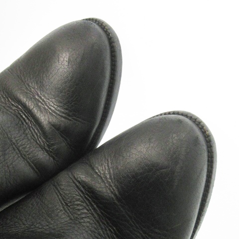 【中古】グッチ GUCCI ロングブーツ ミドルヒール アーモンドトゥ グレインレザー 革 36.5 23.5cm 黒 ブラック