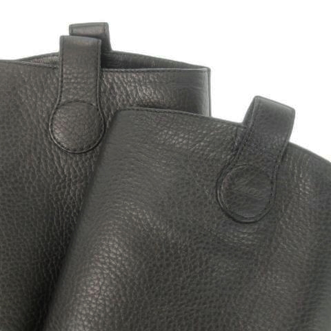 【中古】グッチ GUCCI ロングブーツ ミドルヒール アーモンドトゥ グレインレザー 革 36.5 23.5cm 黒 ブラック