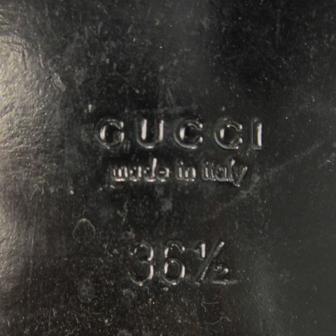 【中古】グッチ GUCCI ロングブーツ ミドルヒール アーモンドトゥ グレインレザー 革 36.5 23.5cm 黒 ブラック