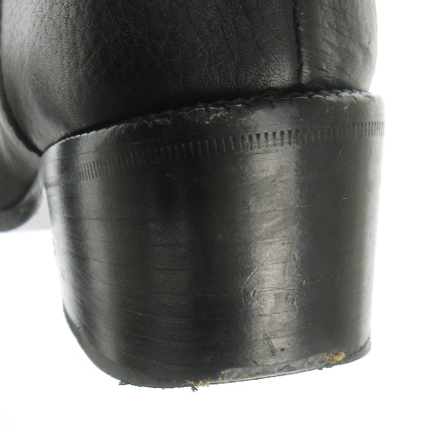 【中古】グッチ GUCCI ロングブーツ ミドルヒール アーモンドトゥ グレインレザー 革 36.5 23.5cm 黒 ブラック