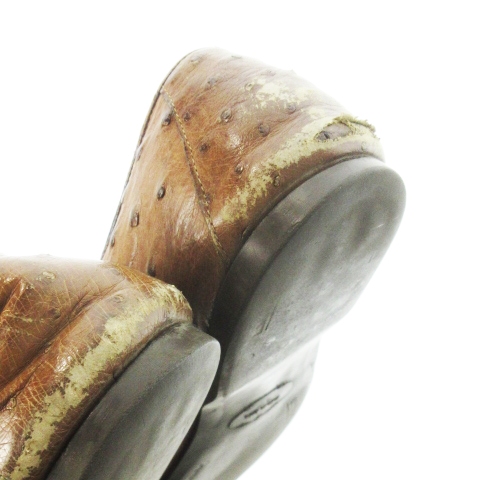 【中古】プラダ PRADA スリッポン ローファー オーストリッチ レザー 革 12 30.0cm 茶 ブラウン /CK14 ■GY04