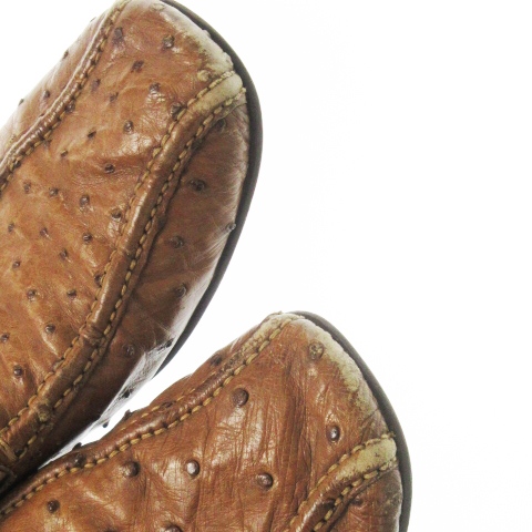 【中古】プラダ PRADA スリッポン ローファー オーストリッチ レザー 革 12 30.0cm 茶 ブラウン /CK14 ■GY04