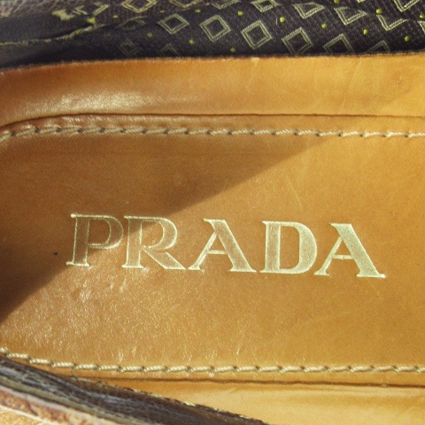 【中古】プラダ PRADA スリッポン ローファー オーストリッチ レザー 革 12 30.0cm 茶 ブラウン /CK14 ■GY04