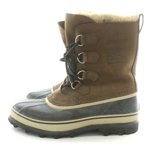 【中古】ソレル SOREL スノーブーツ スエードレザー 皮革 型押しロゴ  USA10 28.0cm 茶 ブラウン 黒 ブラック NM1000