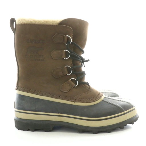 【中古】ソレル SOREL スノーブーツ スエードレザー 皮革 型押しロゴ  USA10 28.0cm 茶 ブラウン 黒 ブラック NM1000