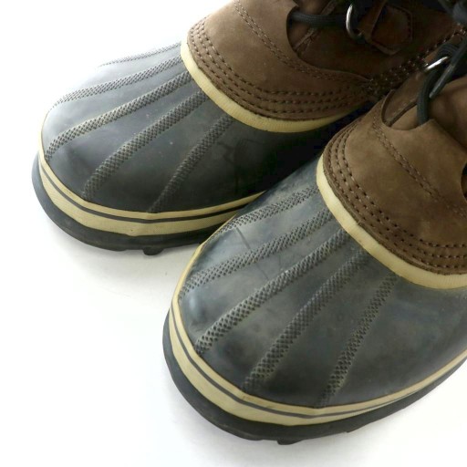 【中古】ソレル SOREL スノーブーツ スエードレザー 皮革 型押しロゴ  USA10 28.0cm 茶 ブラウン 黒 ブラック NM1000