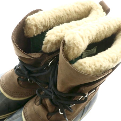 【中古】ソレル SOREL スノーブーツ スエードレザー 皮革 型押しロゴ  USA10 28.0cm 茶 ブラウン 黒 ブラック NM1000