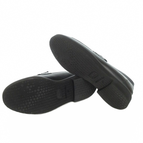 【中古】未使用品 パスクッチ PASCUCCI 靴 シューズ ローファー レザー 切替 ハラコ 37 23.5cm 黒 ブラック