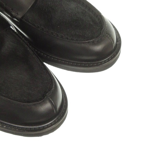 【中古】未使用品 パスクッチ PASCUCCI 靴 シューズ ローファー レザー 切替 ハラコ 37 23.5cm 黒 ブラック