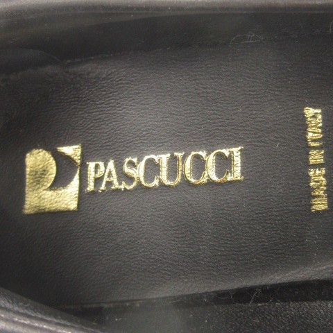 【中古】未使用品 パスクッチ PASCUCCI 靴 シューズ ローファー レザー 切替 ハラコ 37 23.5cm 黒 ブラック