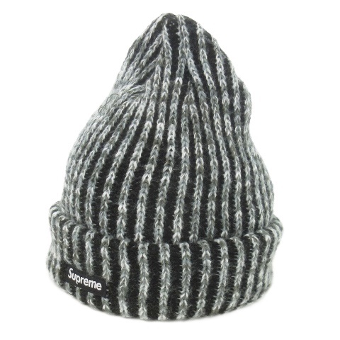 【中古】シュプリーム SUPREME Rainbow Knit Loose Gauge Beanie ニット帽 ビーニー ストライプ ロゴ グレー /AO6
