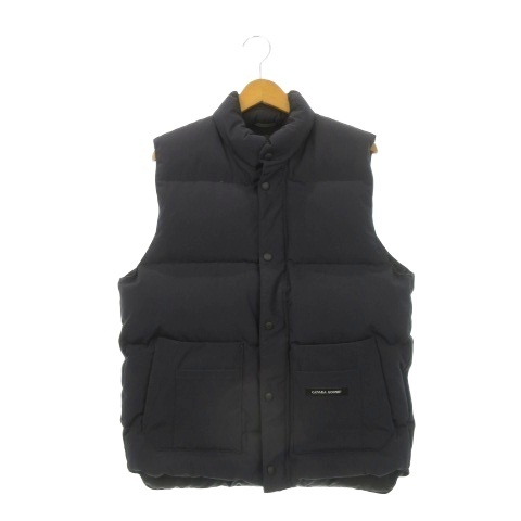 【中古】カナダグース   Freestyle Crew Vest ダウンベスト スタンドカラー ダブルジップ ロゴ L/G 黒
