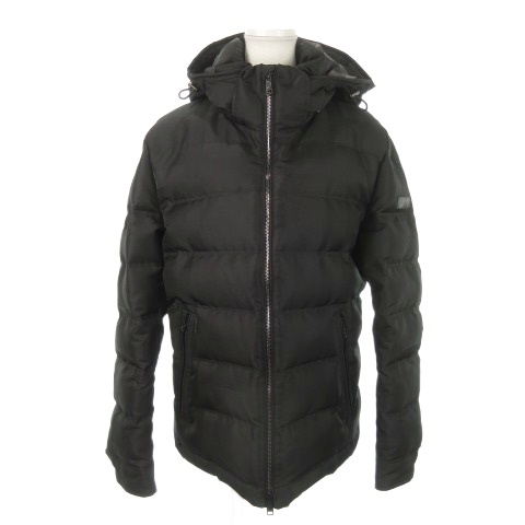 【中古】BLACK LABEL CRESTBRIDGE ダウンジャケット スタンドカラー フーディ ロゴパッチ L 黒 ブラック