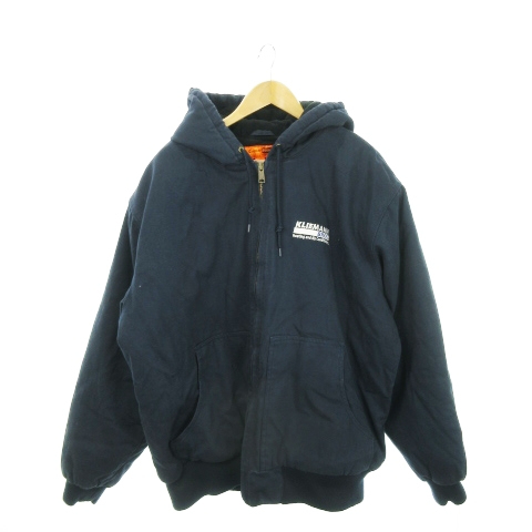 【中古】コーナーストーン Corner Stone KLIEMANN BROS ジップアップパーカー ワークジャケット 中綿 刺繍 XL 紺