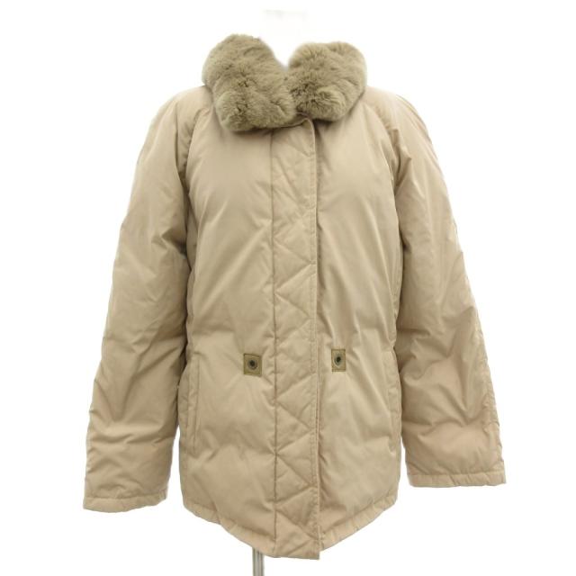 【中古】マックスマーラ MAX MARA 白タグ ラビットファー グースダウン ダウンジャケット ジップアップ ファー付
