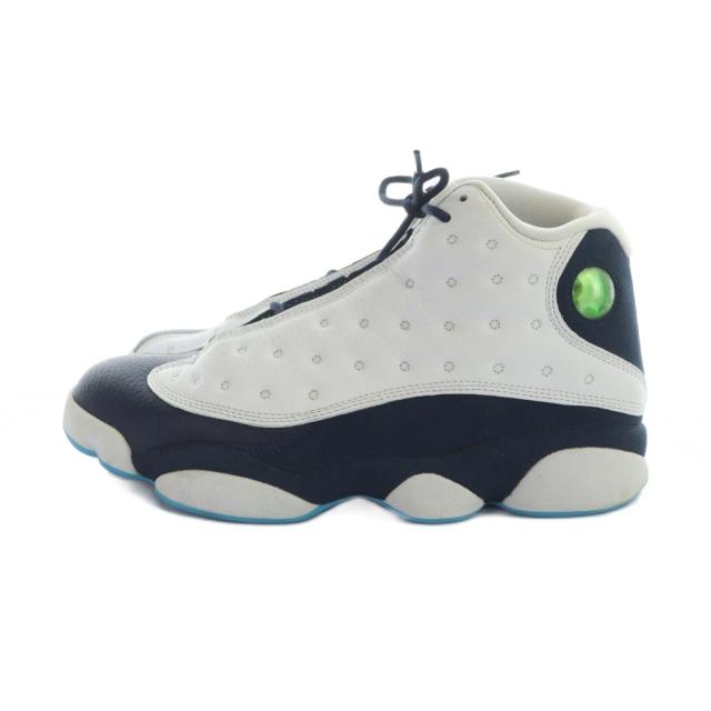 【中古】ナイキ NIKE 414571-144 AIR JORDAN 13 RETRO スニーカー シューズ 靴 レザー ロゴ 27.5cm 白 ホワイト 紺