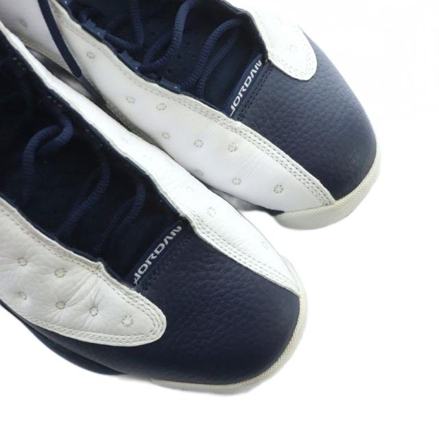 【中古】ナイキ NIKE 414571-144 AIR JORDAN 13 RETRO スニーカー シューズ 靴 レザー ロゴ 27.5cm 白 ホワイト 紺_2
